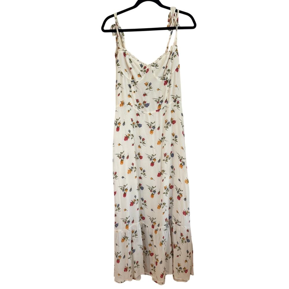 Reformation Nikita Rose Floral Georgette Midi Dress White Sz 10 - Picture 1 of 7
